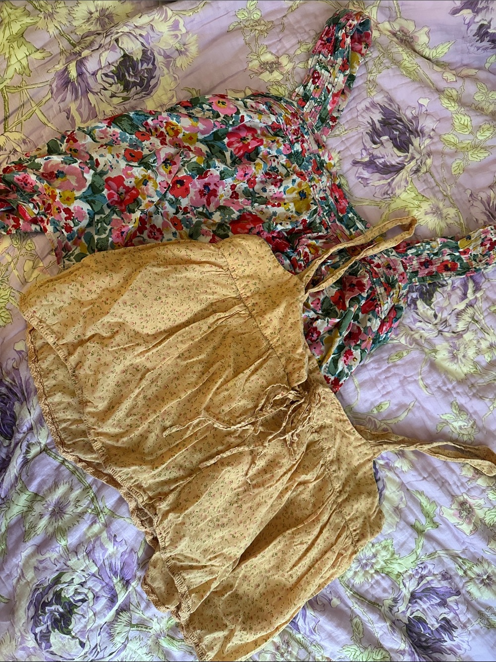 2 NATURAL LIFE Floral Flowy Boho Tank Tops Flowers Shabby Chic & Summer Garden